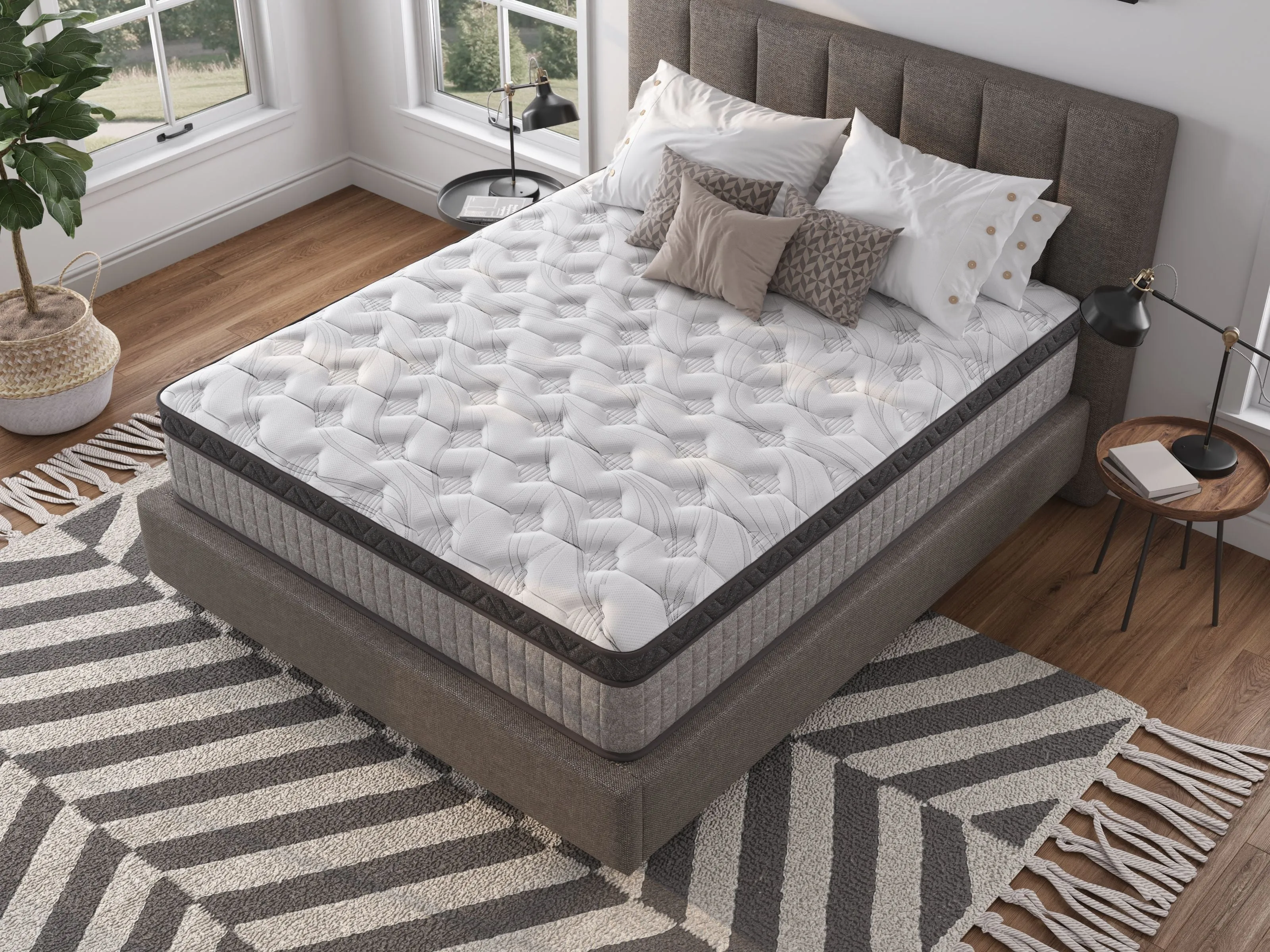 10" Diamond Innerspring Hybrid And Cooling Gel Memory Foam Mattress, High Quality, Pressure Relief, And Motion Isolation by Couch.com