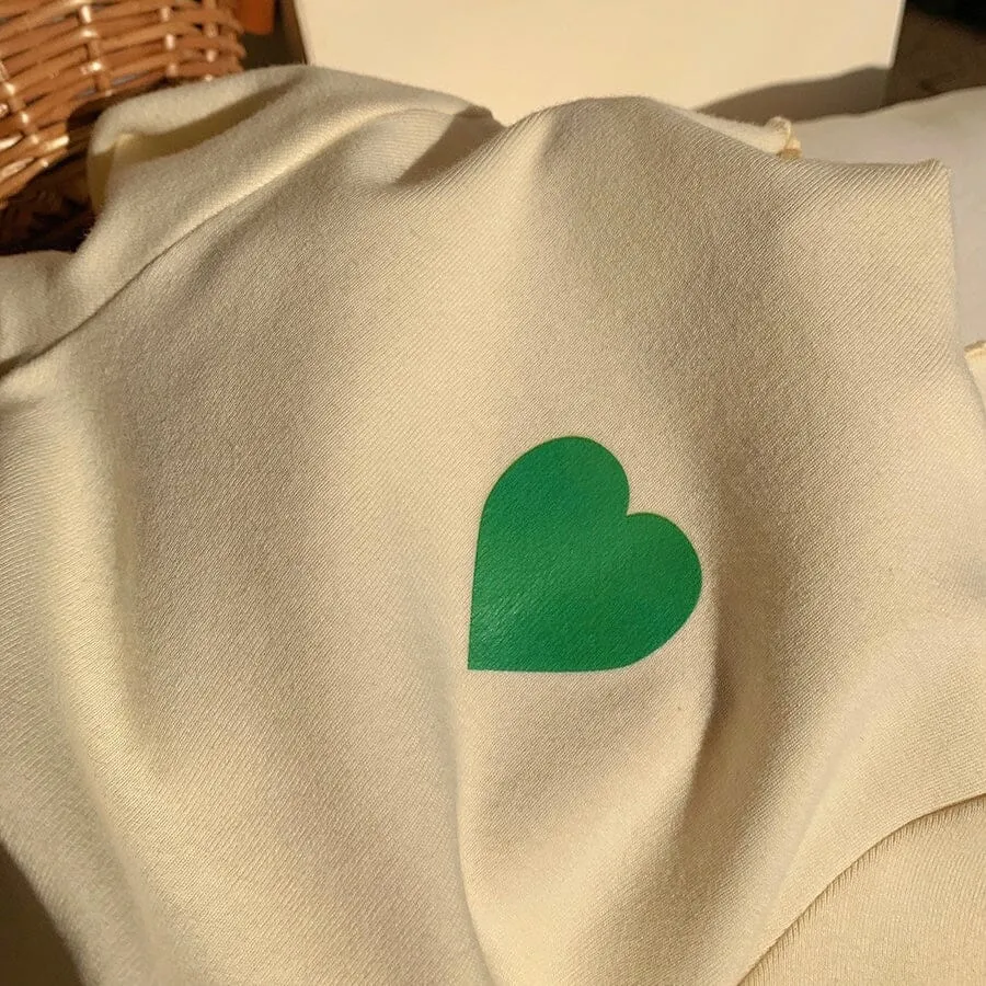 Colorful Heart Ruffled Turtleneck Top