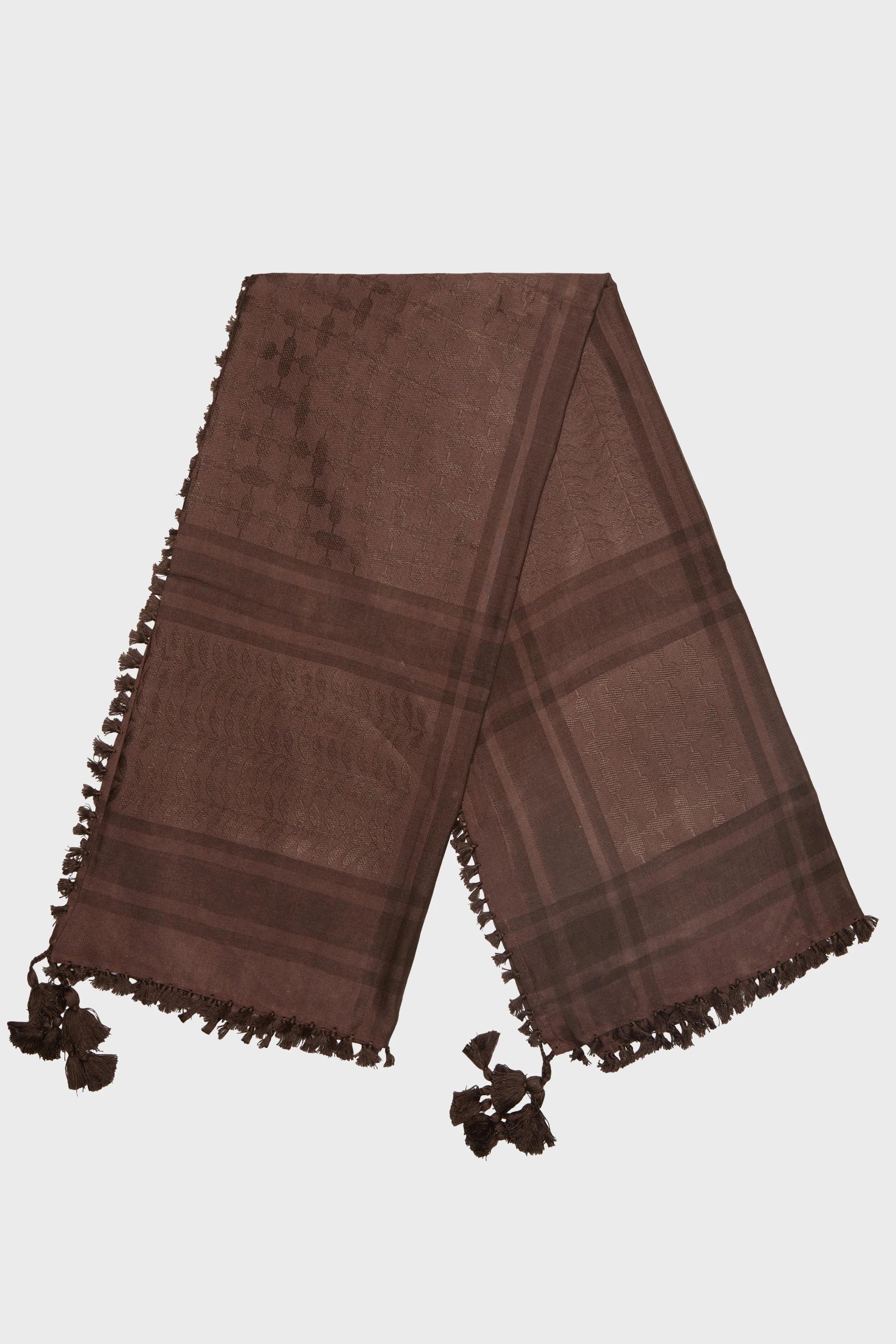 Deep Taupe & Coffee Bamboo Keffiyeh Scarf