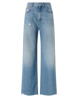Jeans Palazzo  in Denim Soft Touch - Vita Alta e Gamba Ampia