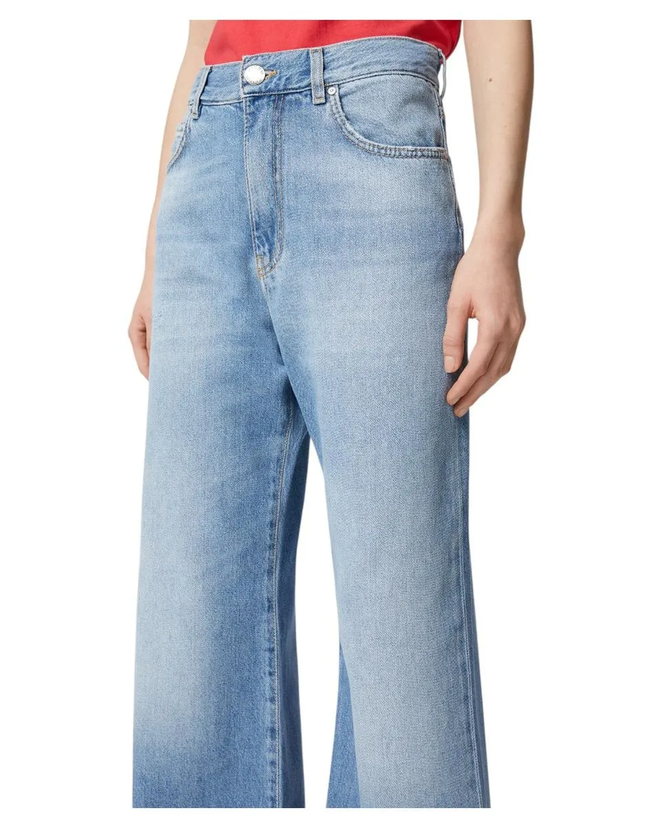 Jeans Palazzo  in Denim Soft Touch - Vita Alta e Gamba Ampia