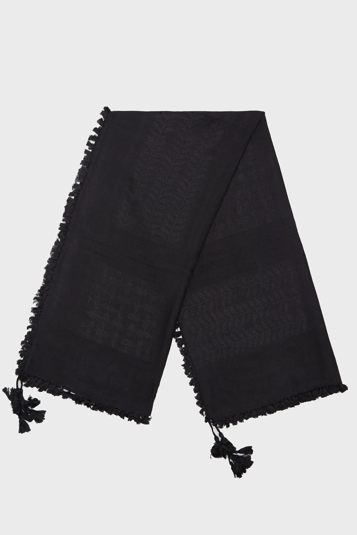 Jet Black Bamboo Keffiyeh Scarf