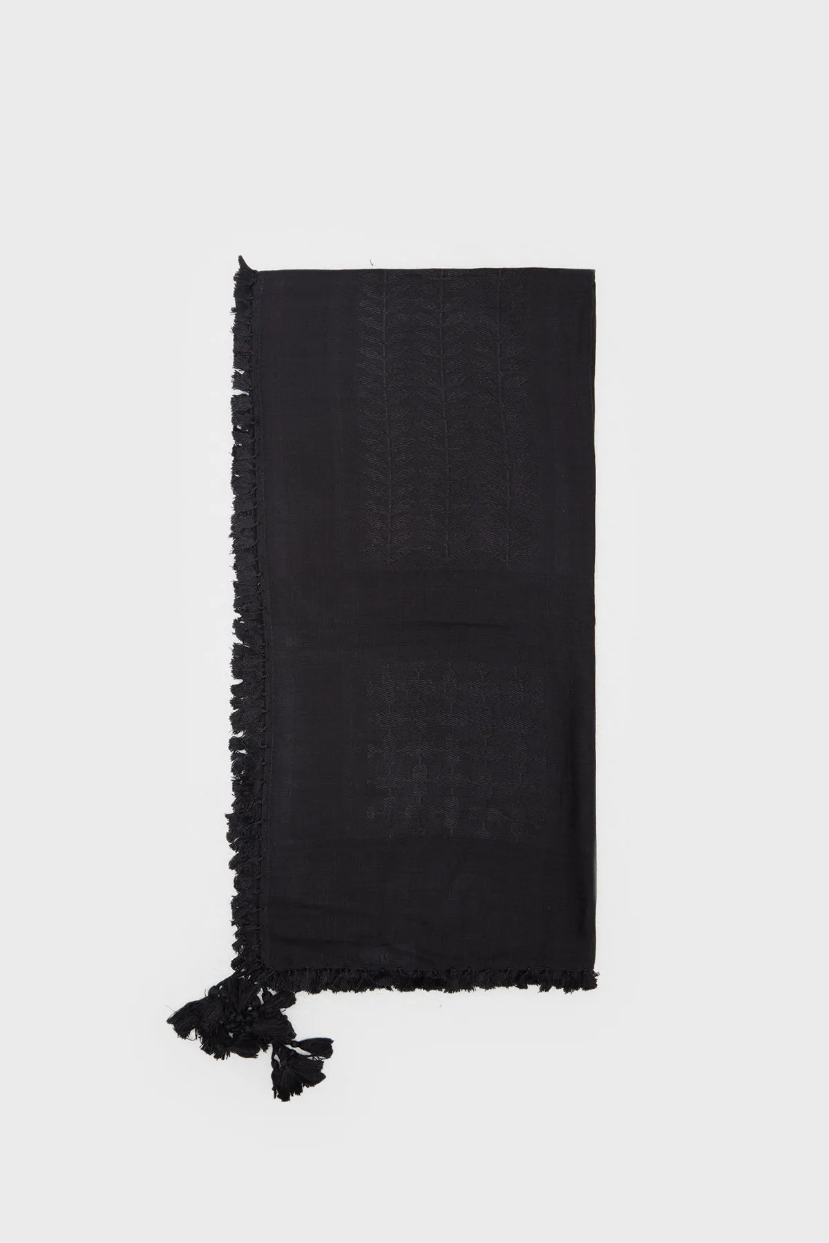 Jet Black Bamboo Keffiyeh Scarf