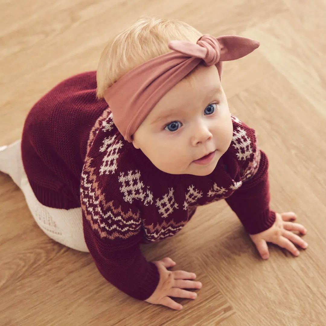 Knit Jacquard Long Sleeve Dress - Cabernet by Musli - FINAL SALE