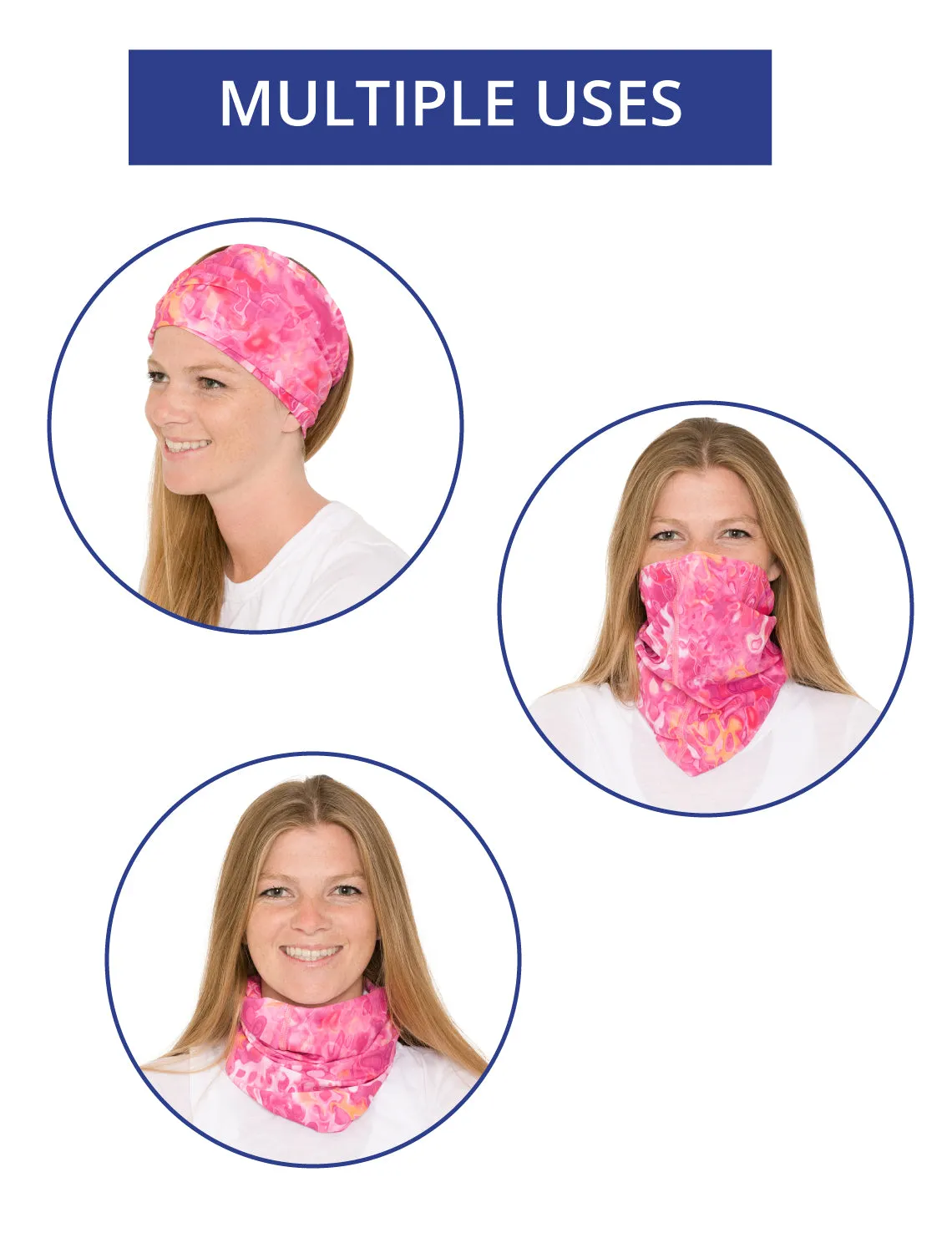 Neck Gaiter | Bandana, Balaclava, Headband | UPF 50 Sun Protection | White