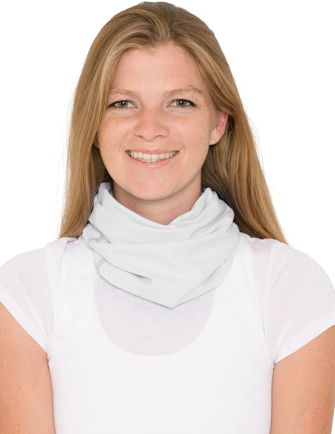 Neck Gaiter | Bandana, Balaclava, Headband | UPF 50 Sun Protection | White