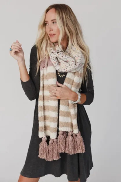 Pink - Cuddle Season Chunky Tassel Scarf