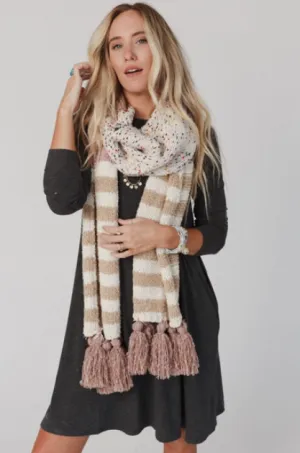Pink - Cuddle Season Chunky Tassel Scarf