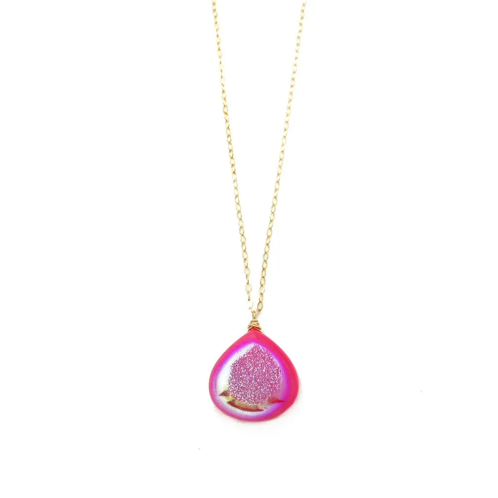 Shimmery Pink Druzy Necklace