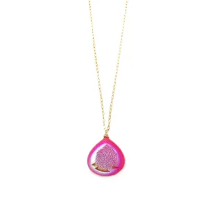 Shimmery Pink Druzy Necklace