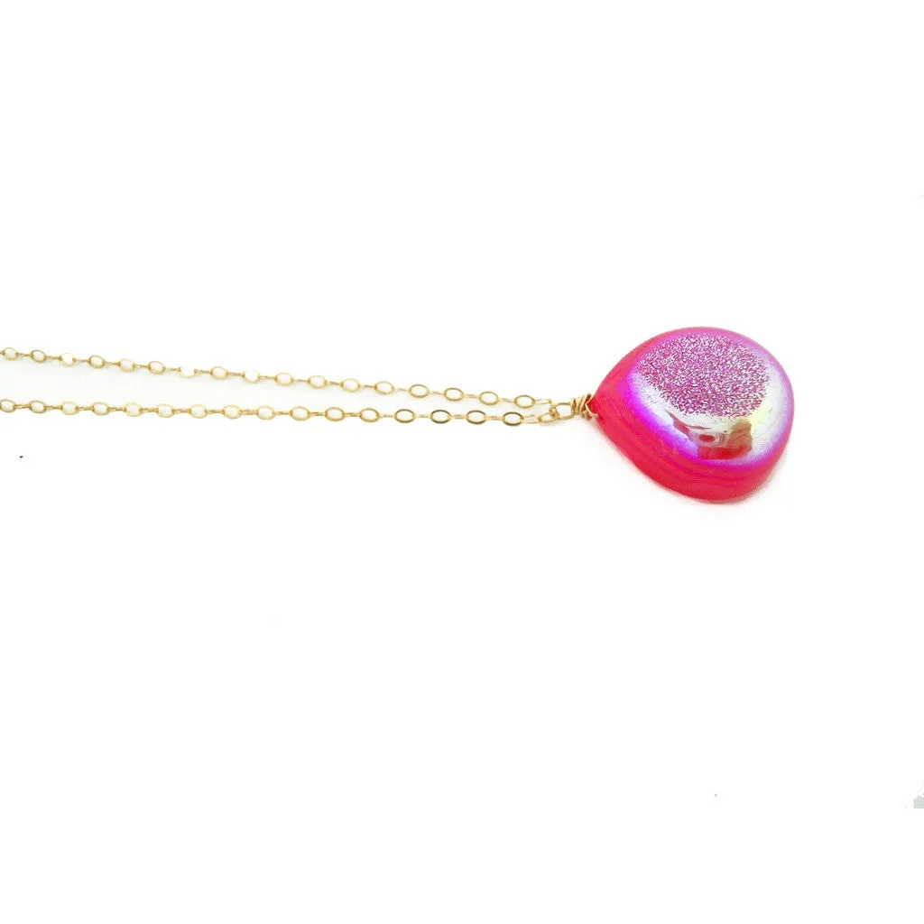 Shimmery Pink Druzy Necklace
