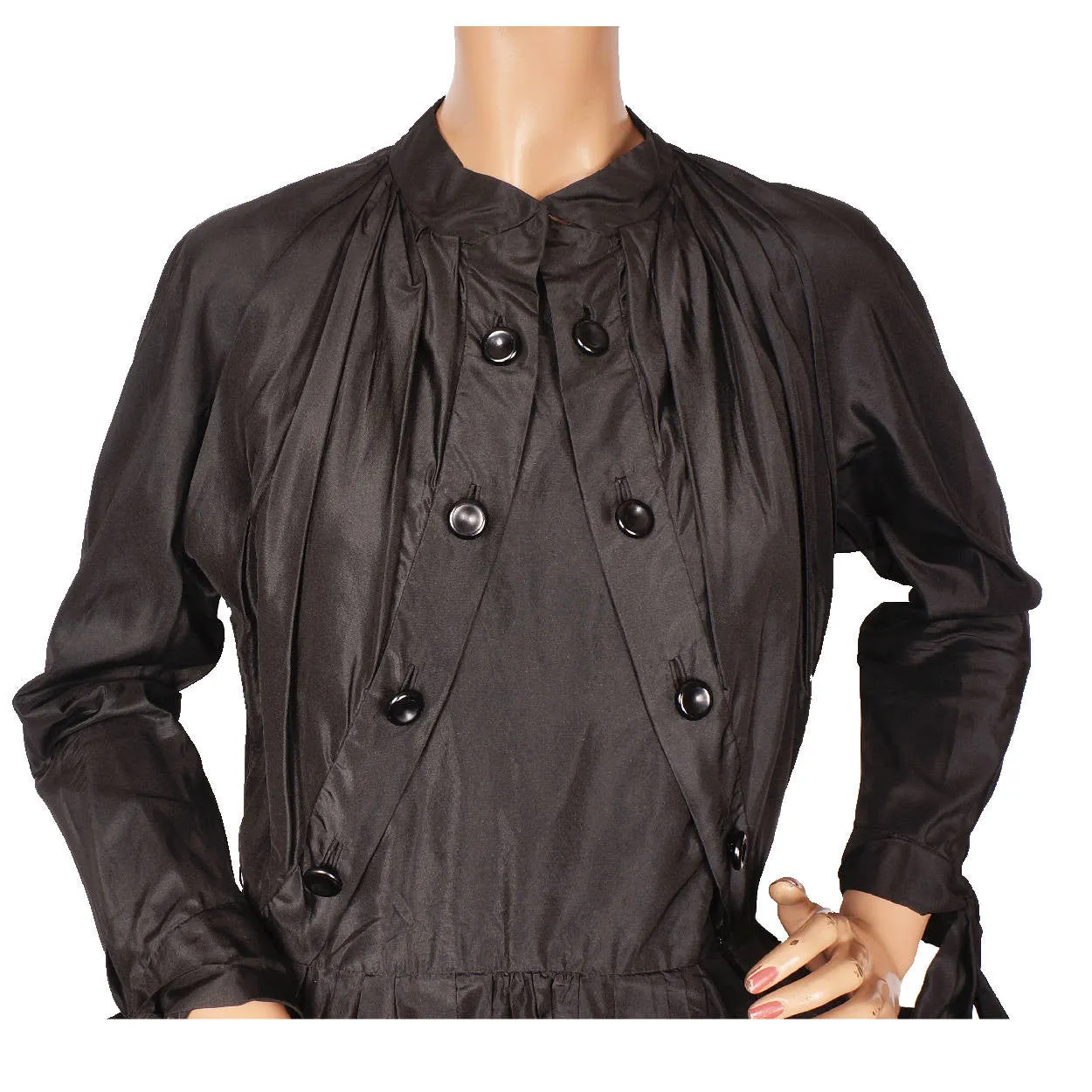 Vintage 1950s Christian Dior New Look Dress Black Silk Taffeta Medium